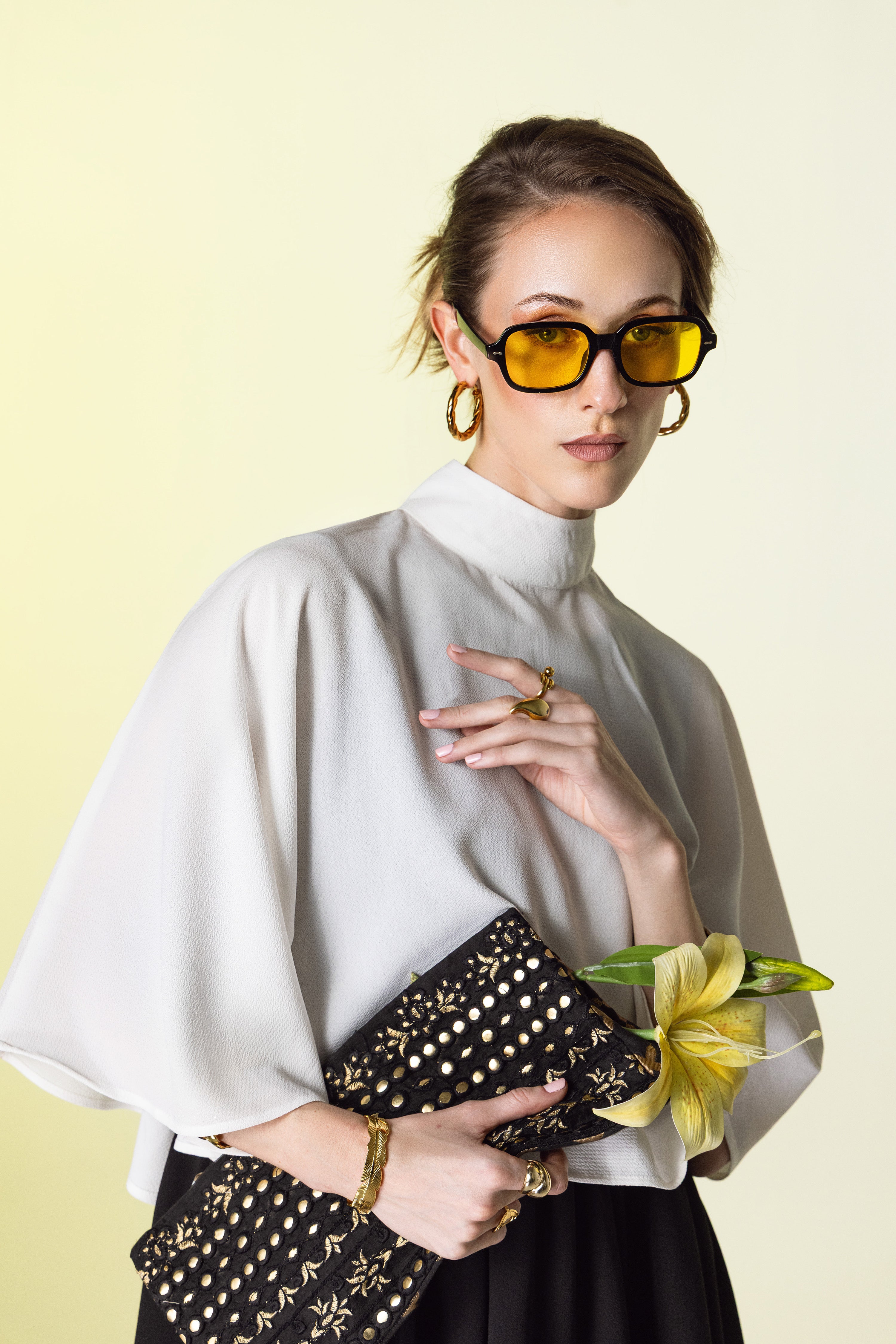 Cape Overlay Top and Tiered Midi Skirt Set