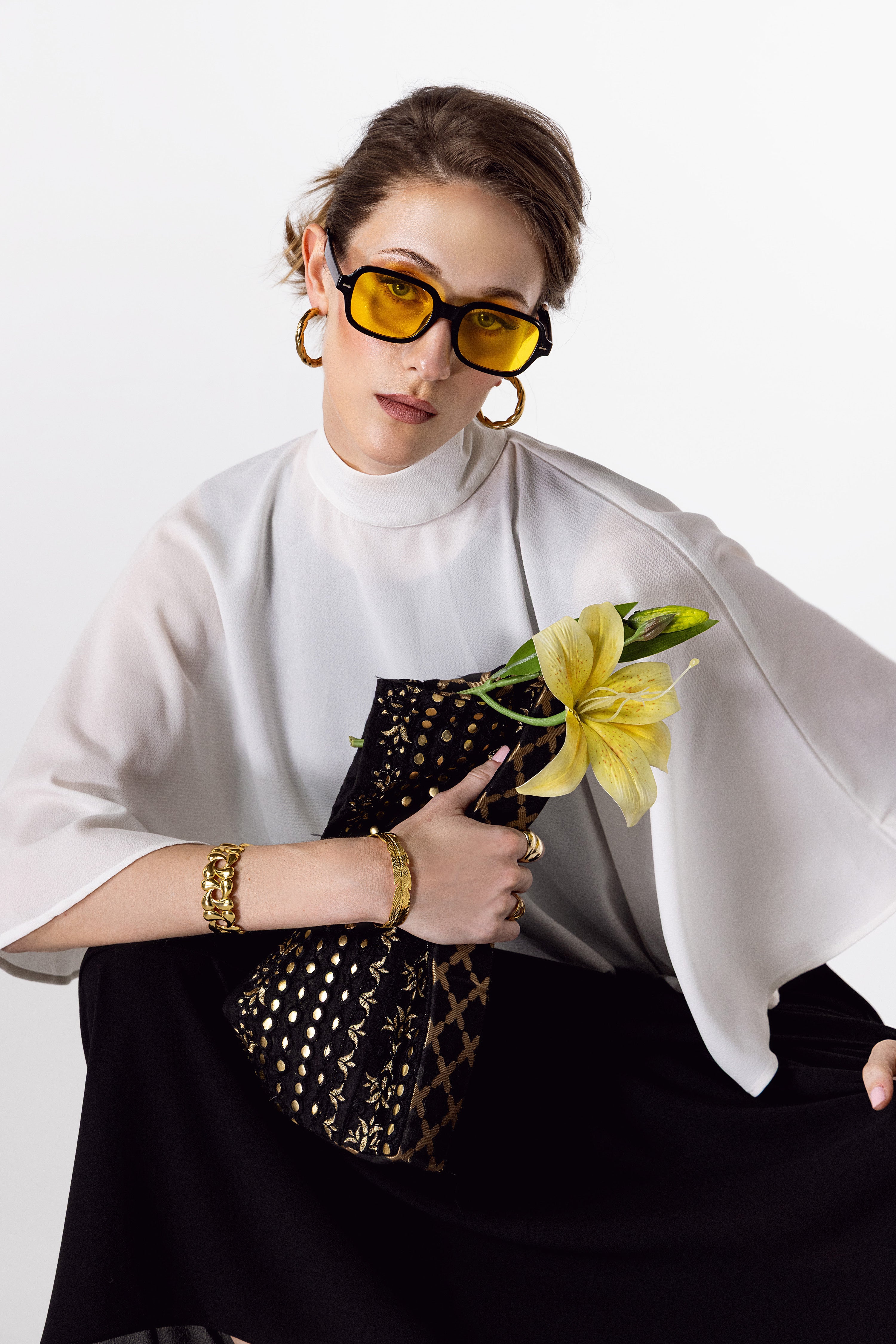 Cape Overlay Top and Tiered Midi Skirt Set