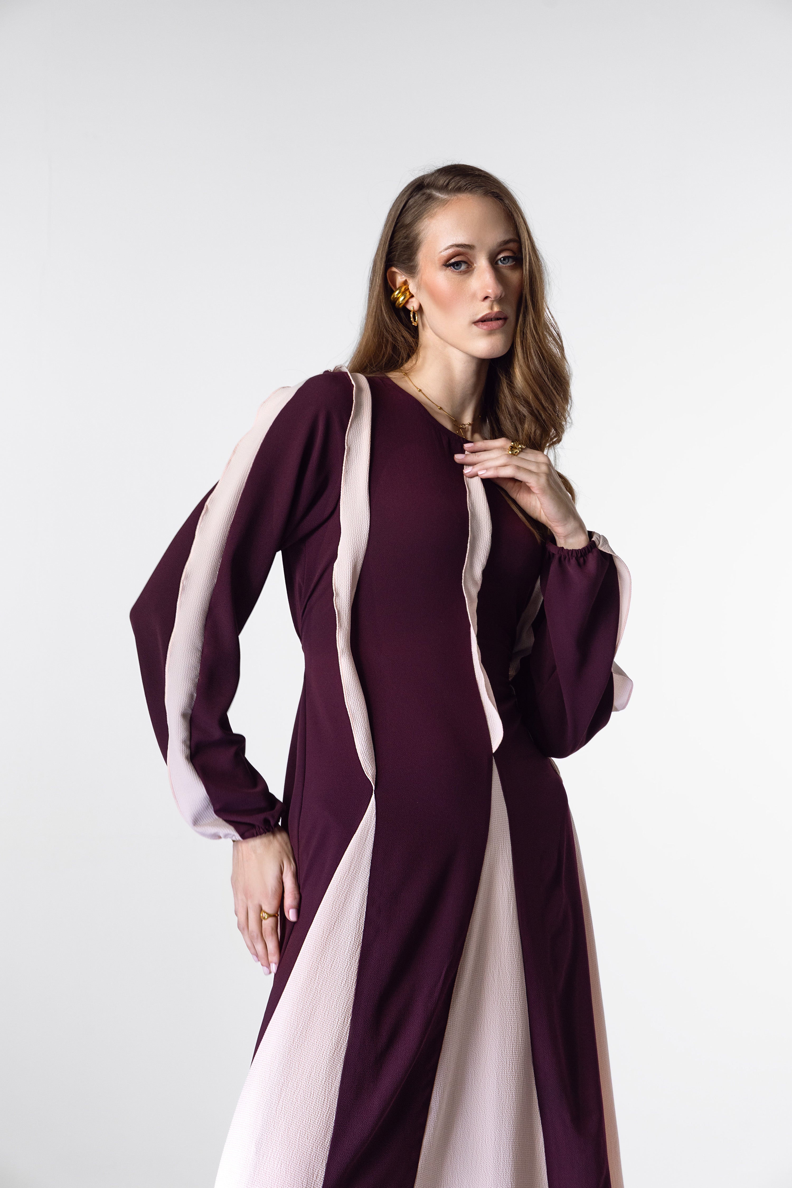 Panelled Colourblock Midi Dress