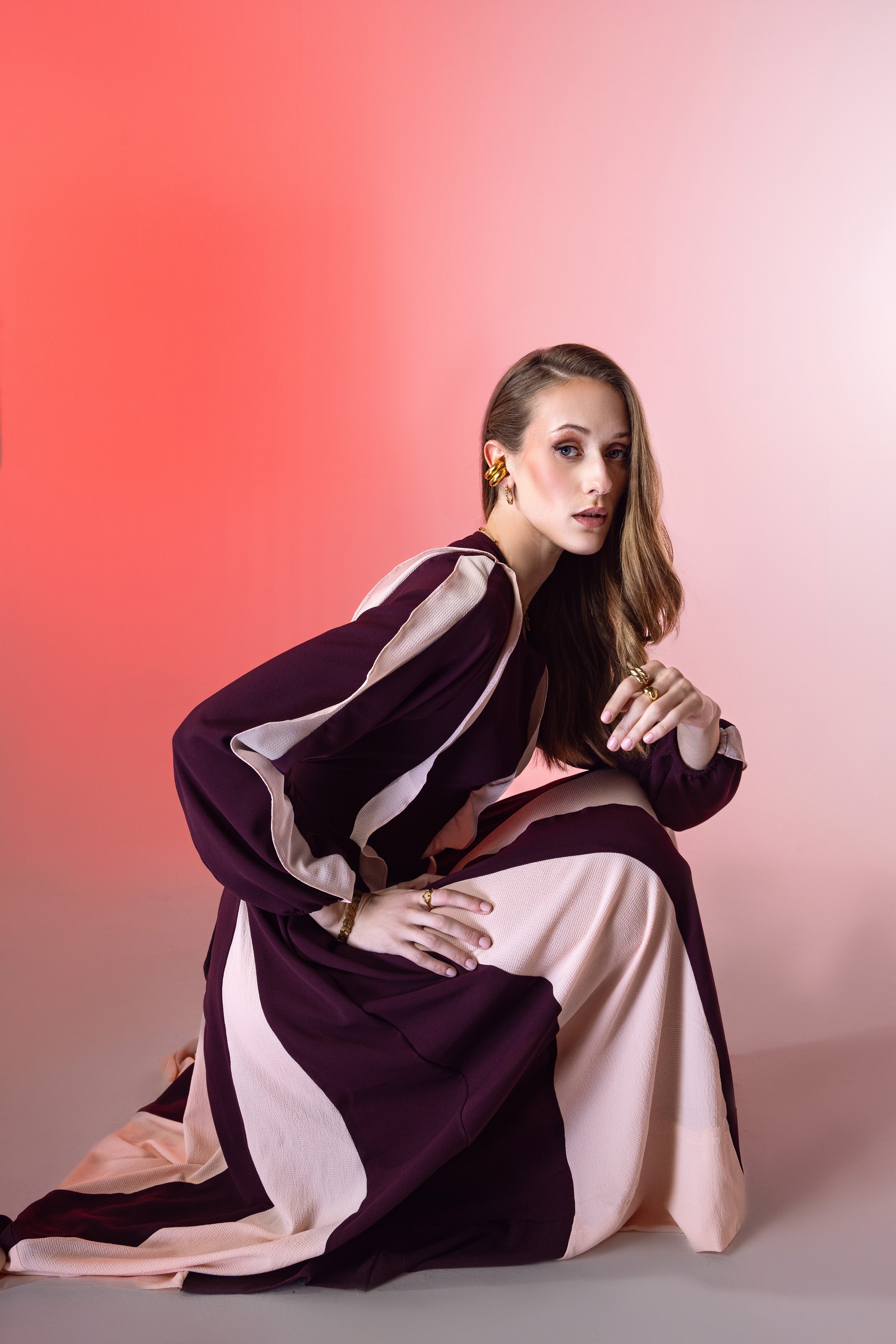 Panelled Colourblock Midi Dress