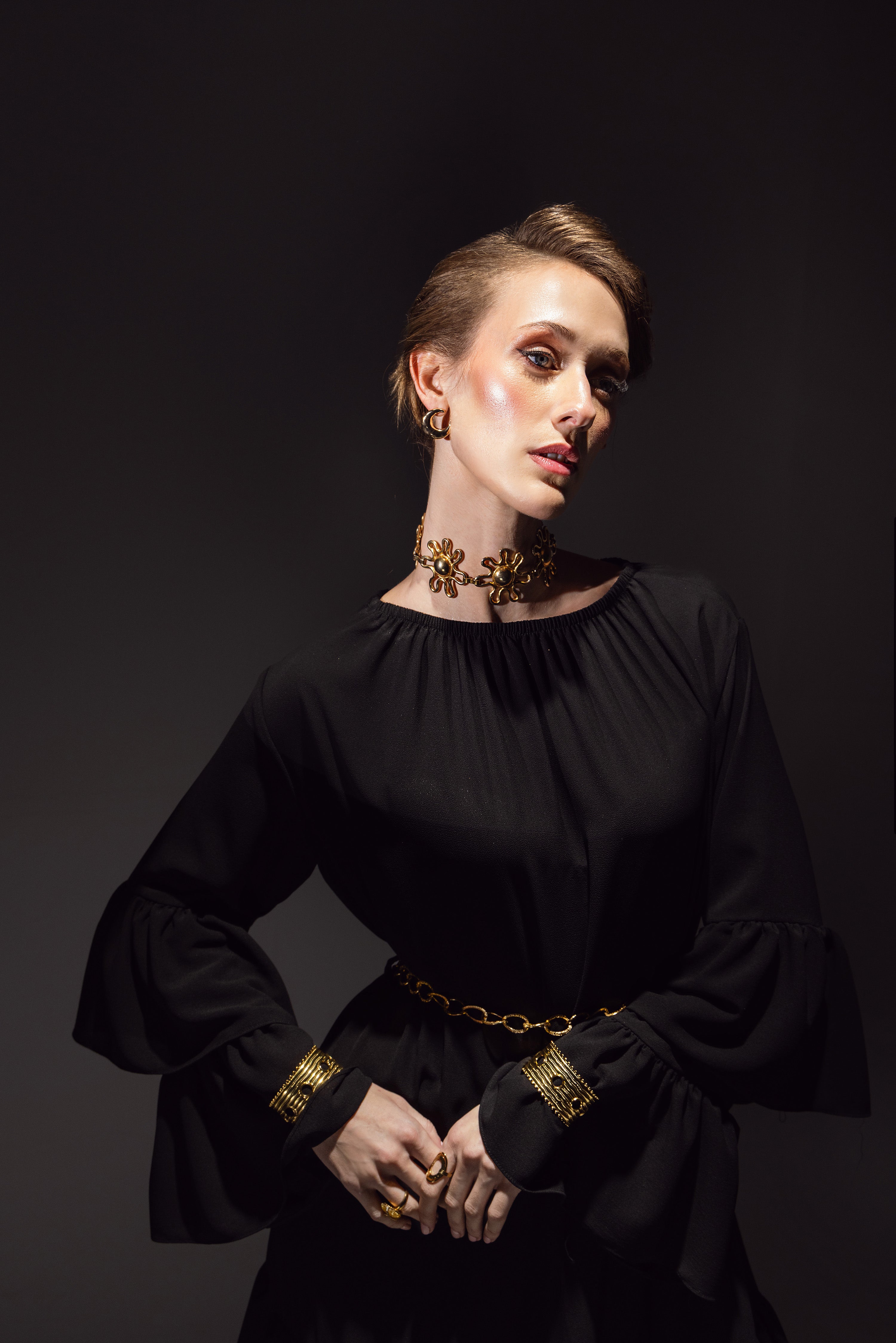 Noir Eclipse Tiered Dress