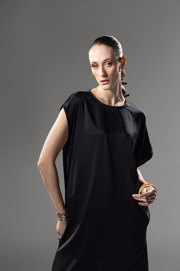 Black Silk Drape Co-Ord Set