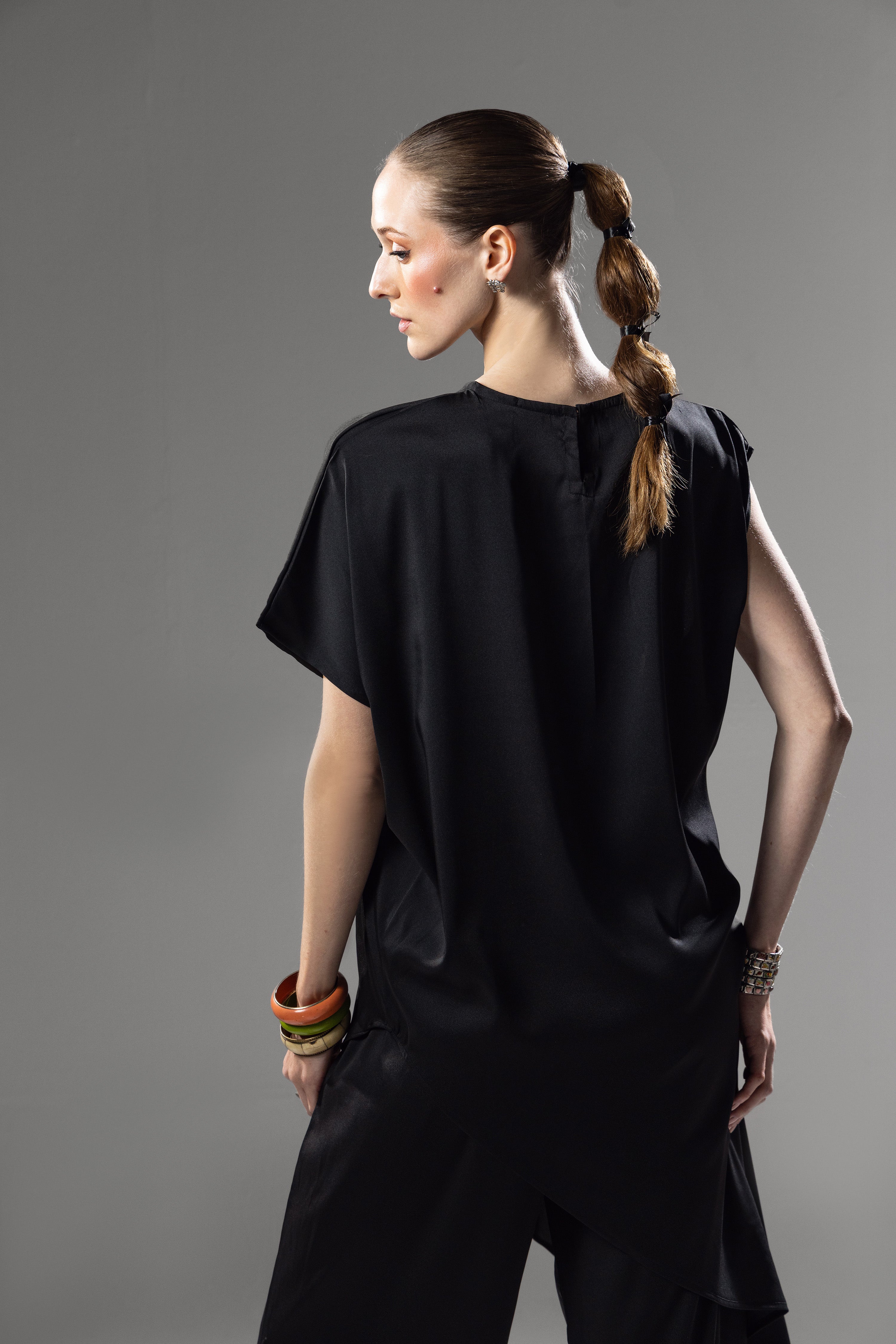 Black Silk Drape Co-Ord Set